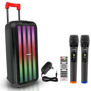 5Core Bluetooth Party Speaker 10 inch PA RGB Partybox Karaoke Machine   2 Wireless Mic