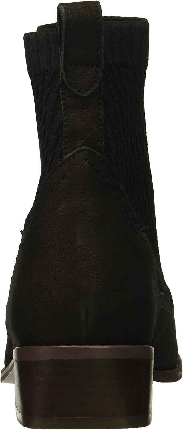 Cecelia New York Tomas Black Leather Stacked Heel Pull On Fashion Ankle Boots