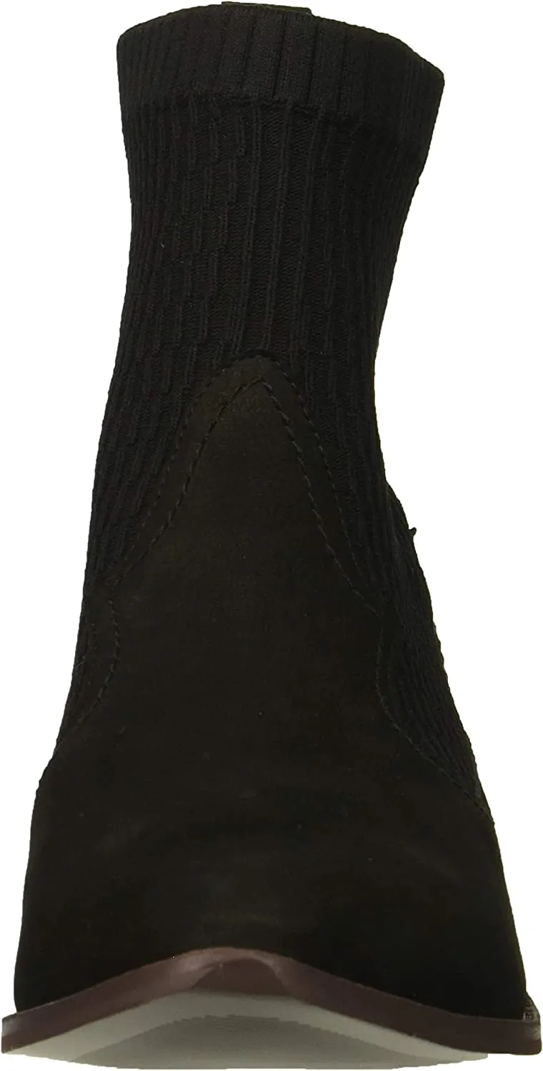 Cecelia New York Tomas Black Leather Stacked Heel Pull On Fashion Ankle Boots