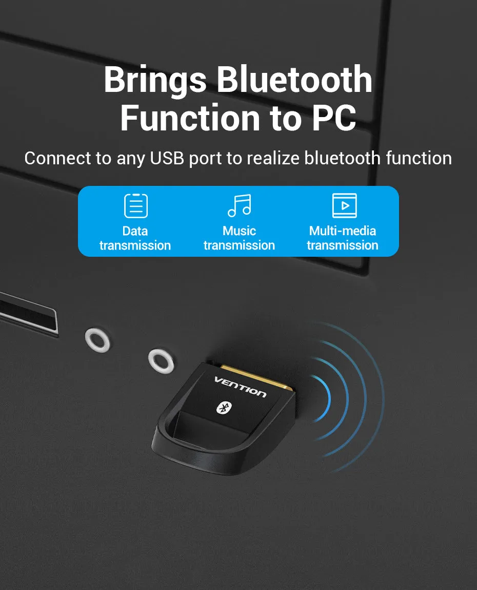 [CLEARANCE] Vention USB Bluetooth 5.0 Adapter 20m Transmission Distance Windows 7,8,10