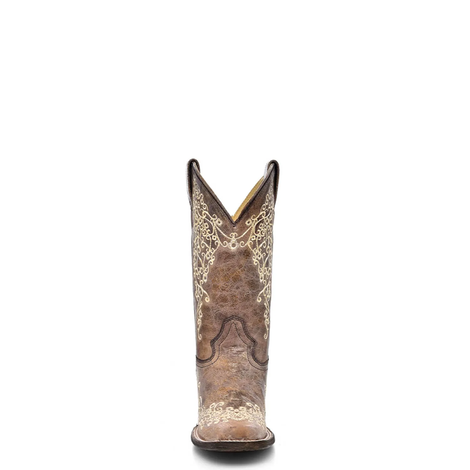 Corral Ladies Embroidery Brown Cowhide Leather Cowgirl Boots