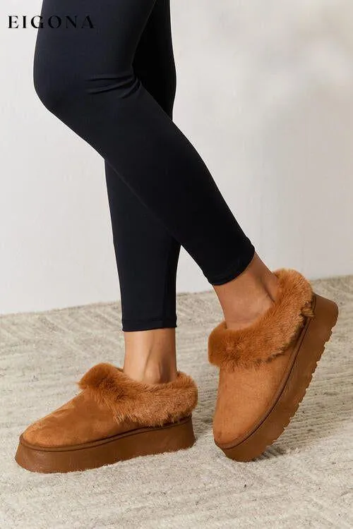 Furry Chunky Platform Ankle Boots
