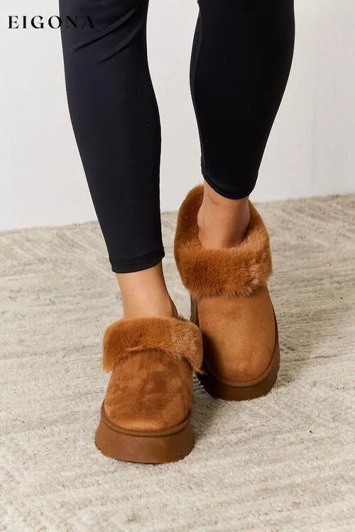 Furry Chunky Platform Ankle Boots