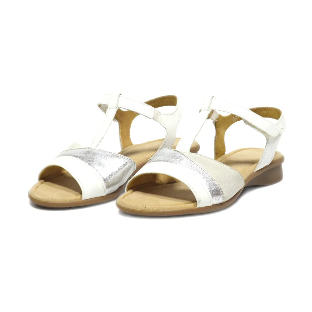Gabor Flat Sandals Leather White Colour For Women