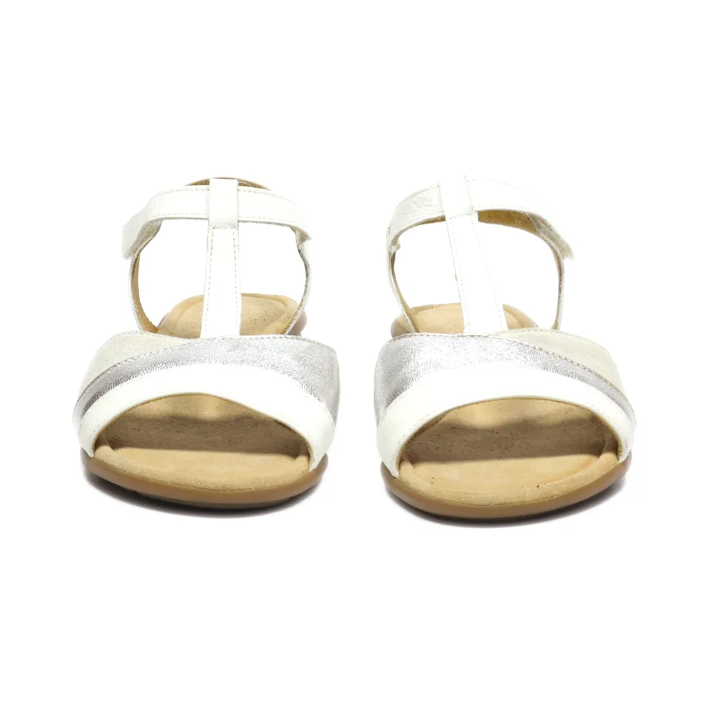 Gabor Flat Sandals Leather White Colour For Women