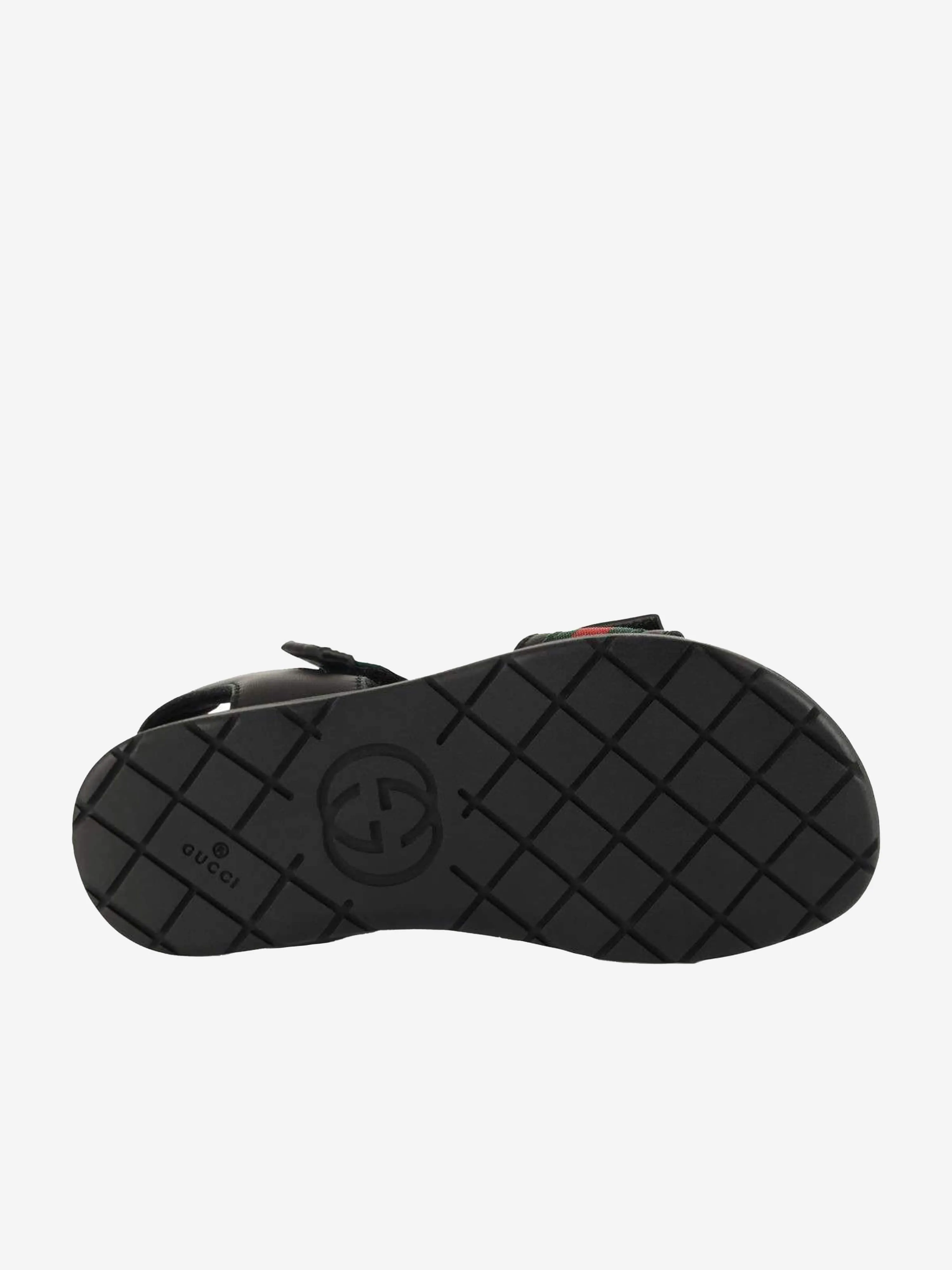 Gucci Kids Leather Sandal With Web in Black