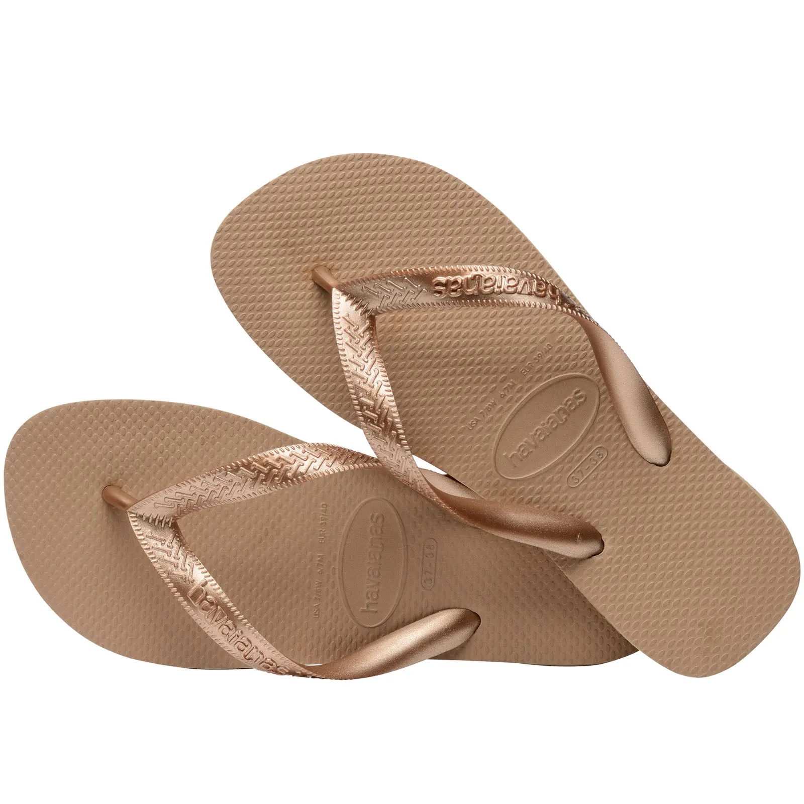 Havaianas Womens Top Tiras Metallic Flip Flops