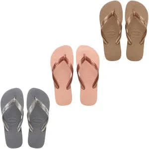 Havaianas Womens Top Tiras Metallic Flip Flops