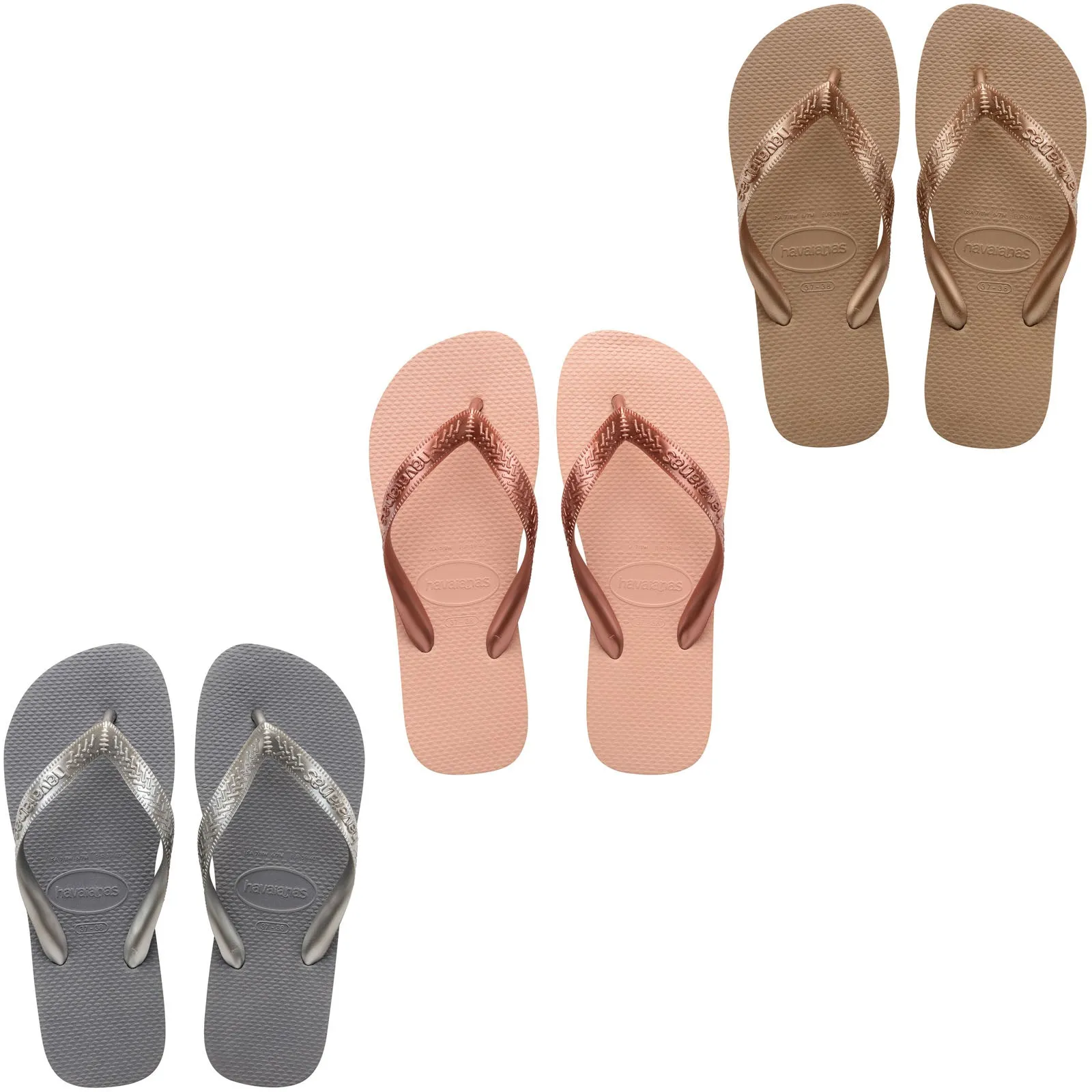 Havaianas Womens Top Tiras Metallic Flip Flops