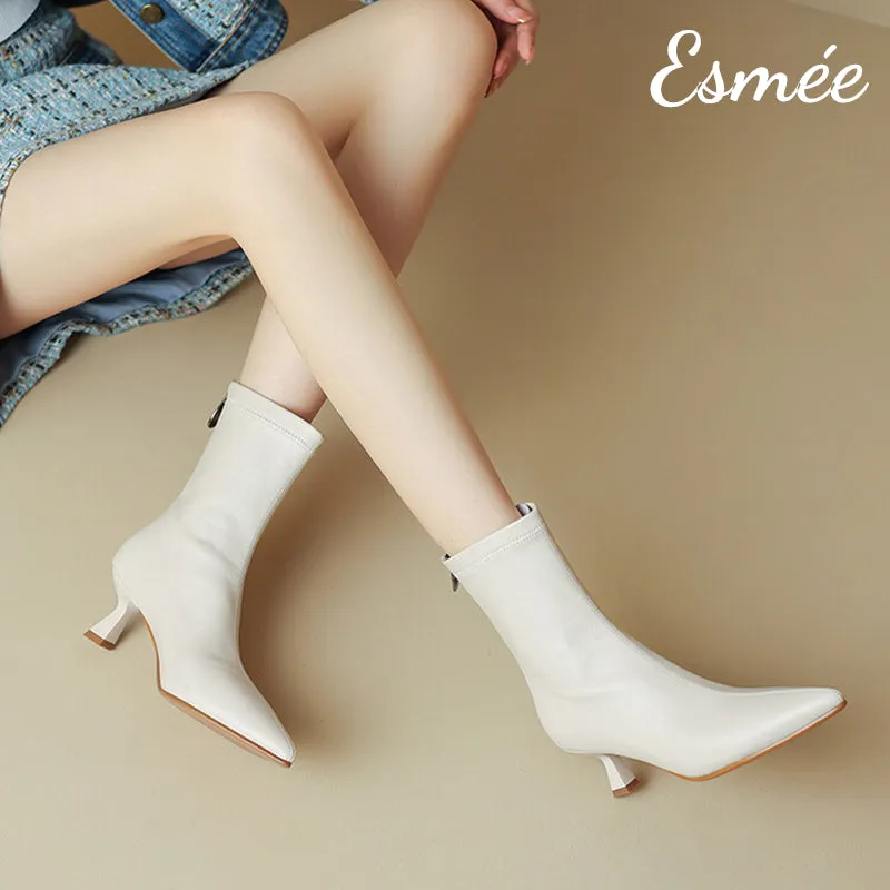 Leather Ankle Boots with Stiletto