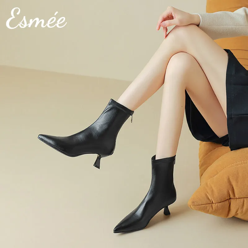 Leather Ankle Boots with Stiletto
