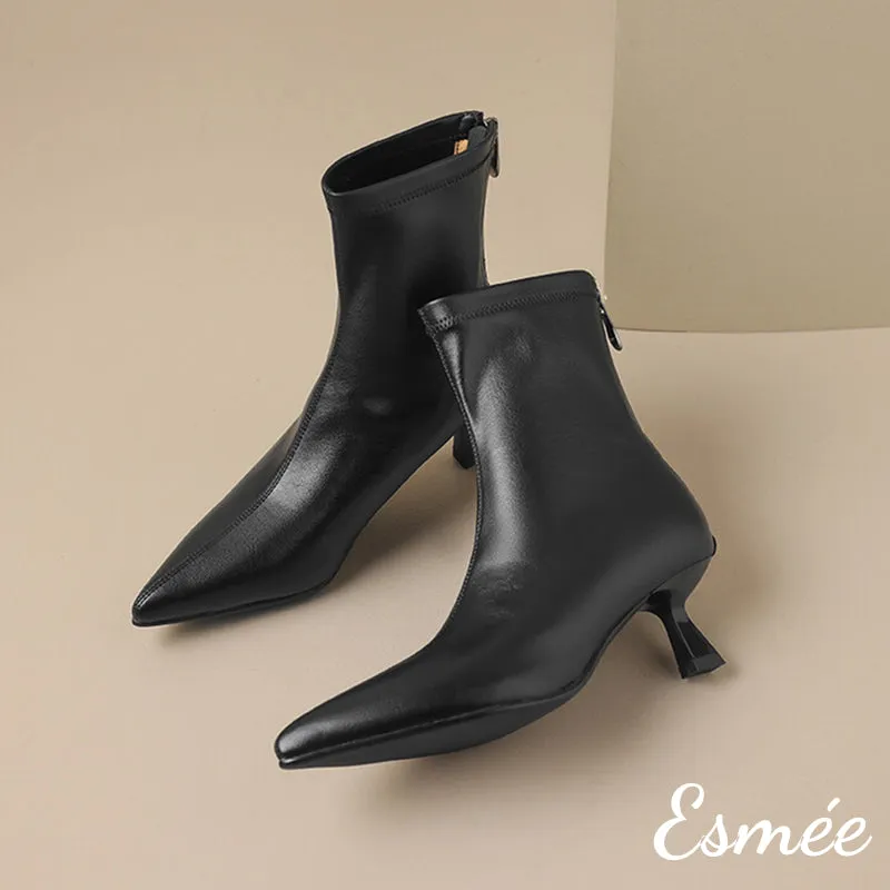 Leather Ankle Boots with Stiletto