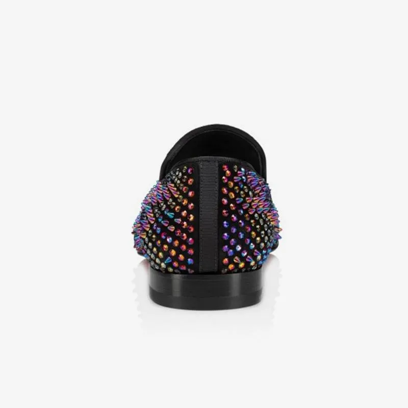 Multicolor Strass Adorned Suede Loafers