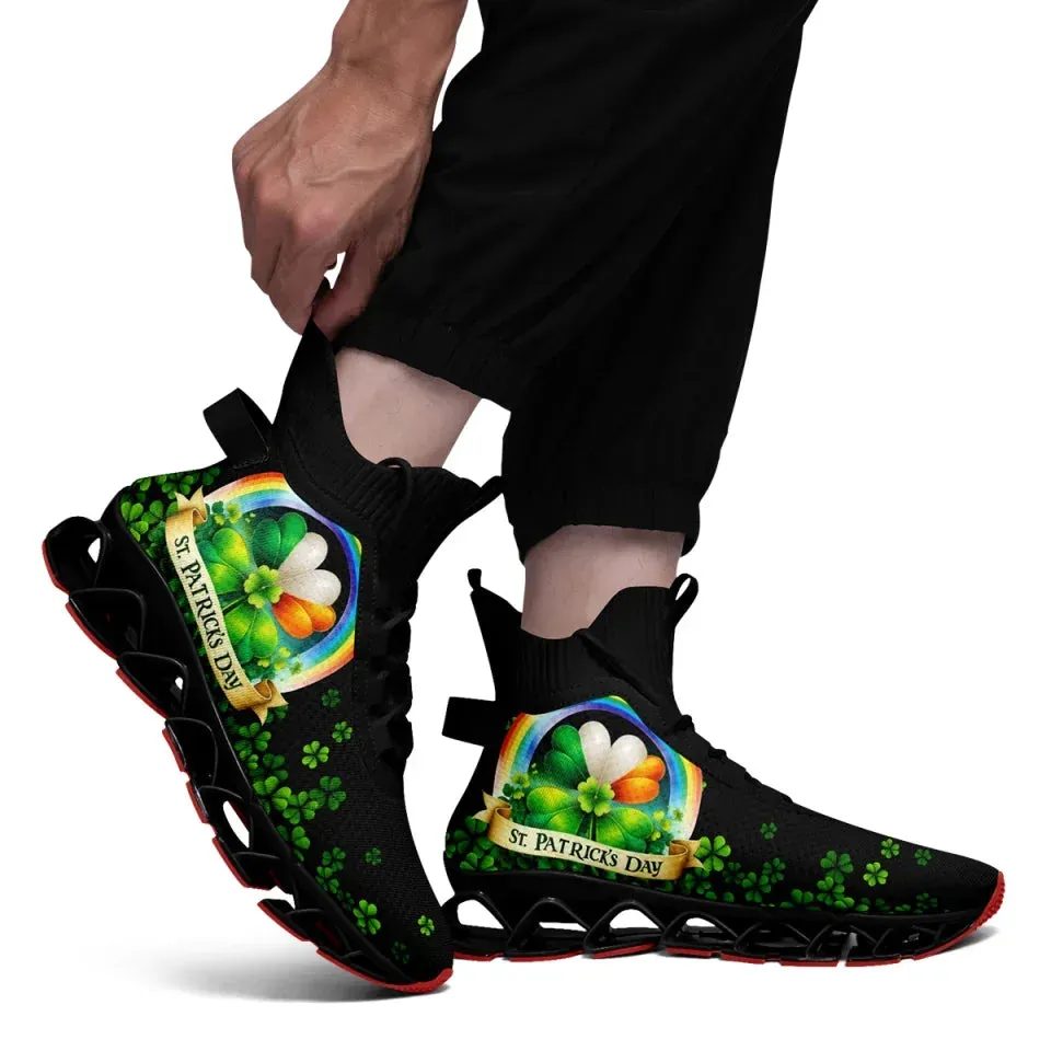 Personalized Four-Leaf Lucky Sneakers – Custom St. Paddy’s Day Gym Shoes, Breathable Unisex Shoes
