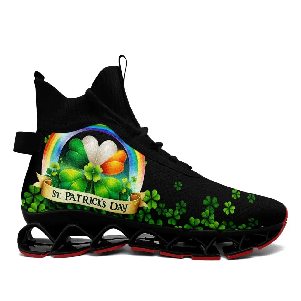 Personalized Four-Leaf Lucky Sneakers – Custom St. Paddy’s Day Gym Shoes, Breathable Unisex Shoes