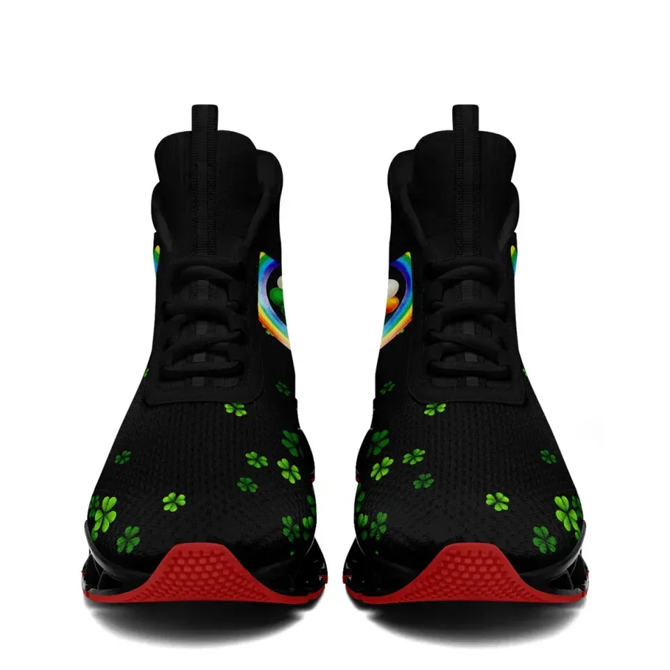 Personalized Four-Leaf Lucky Sneakers – Custom St. Paddy’s Day Gym Shoes, Breathable Unisex Shoes