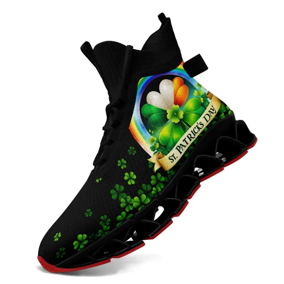 Personalized Four-Leaf Lucky Sneakers – Custom St. Paddy’s Day Gym Shoes, Breathable Unisex Shoes