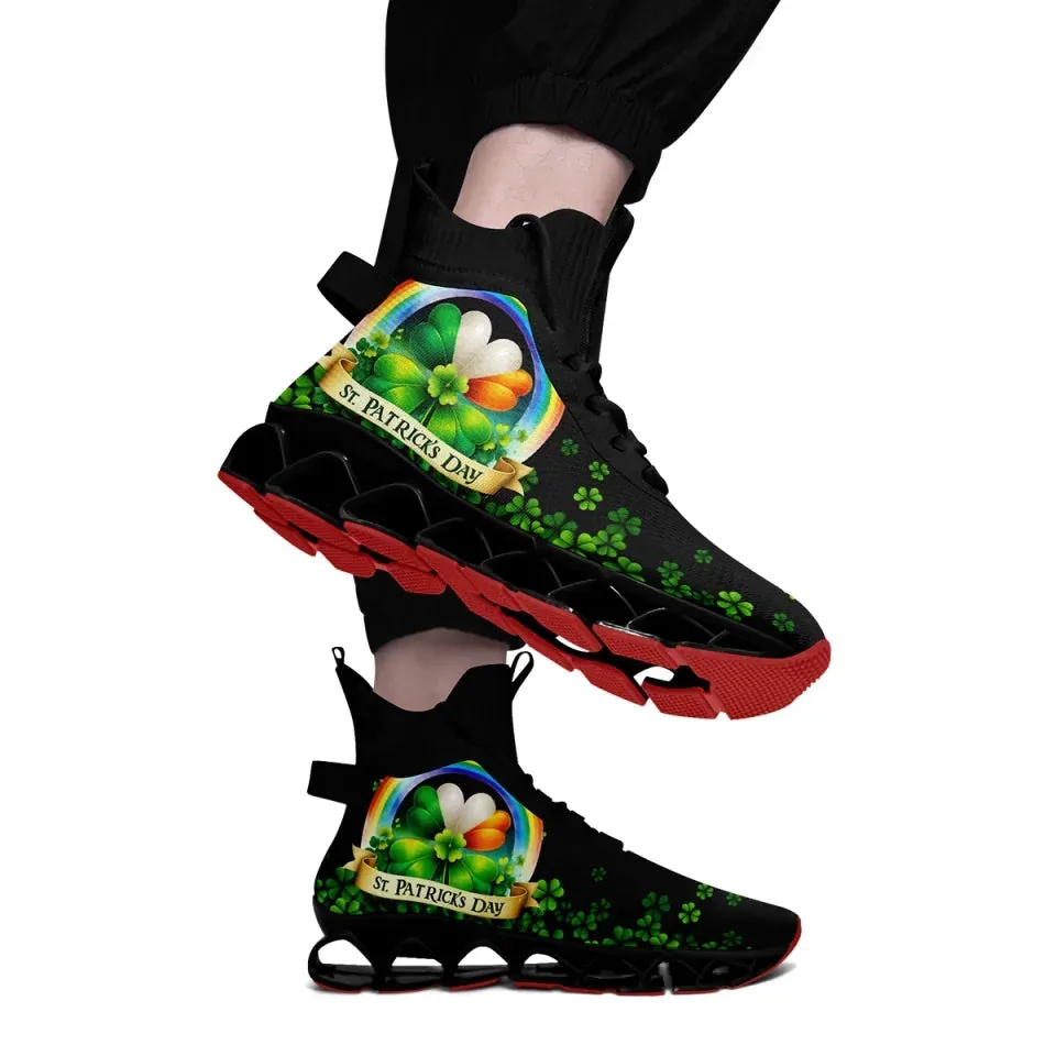 Personalized Four-Leaf Lucky Sneakers – Custom St. Paddy’s Day Gym Shoes, Breathable Unisex Shoes