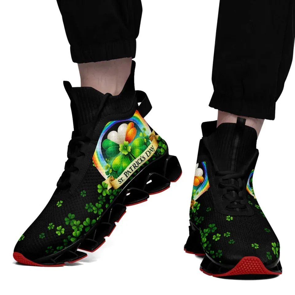 Personalized Four-Leaf Lucky Sneakers – Custom St. Paddy’s Day Gym Shoes, Breathable Unisex Shoes