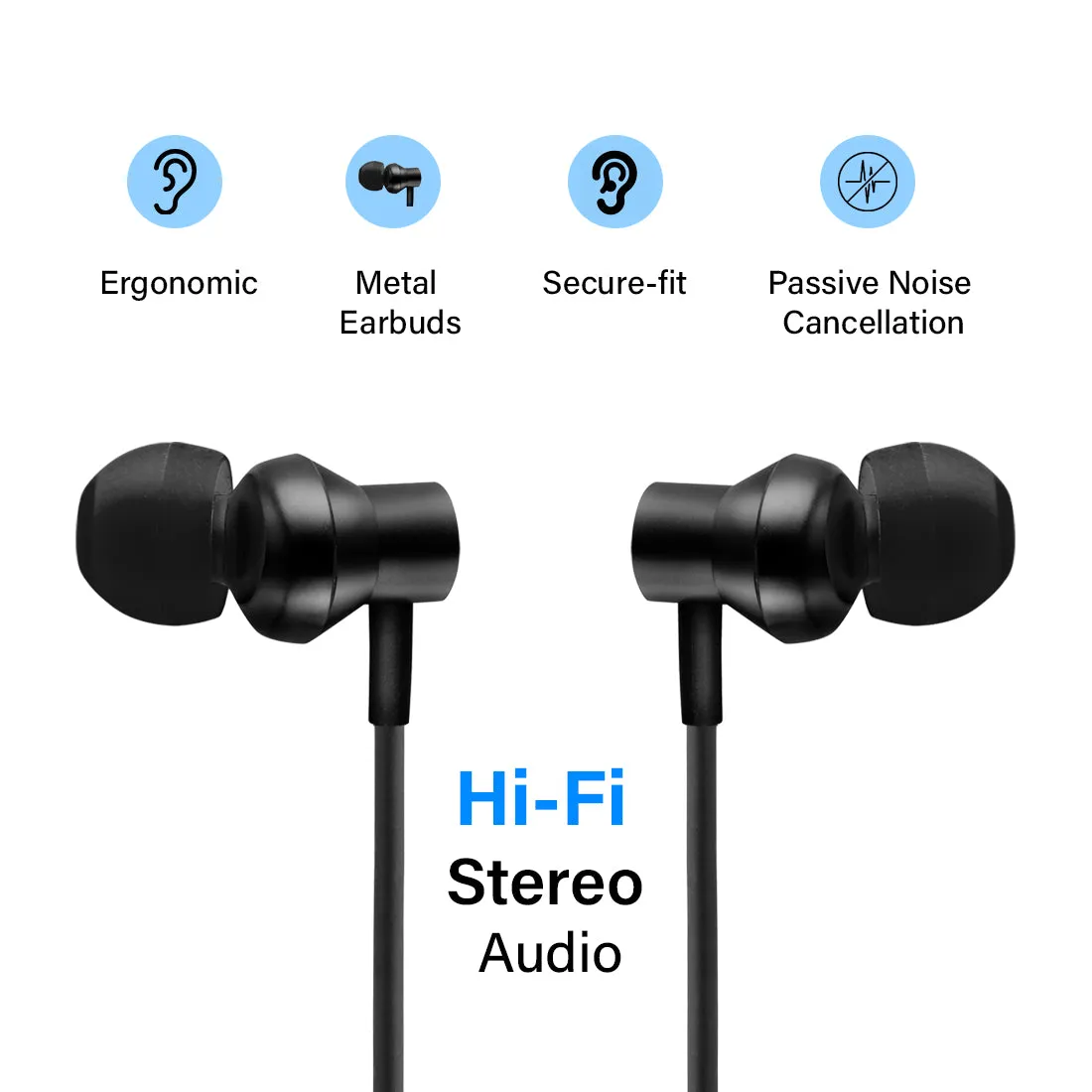 pTron InTunes Beats In-Ear Magnetic Stereo Wireless Neckband with Mic - (Black)