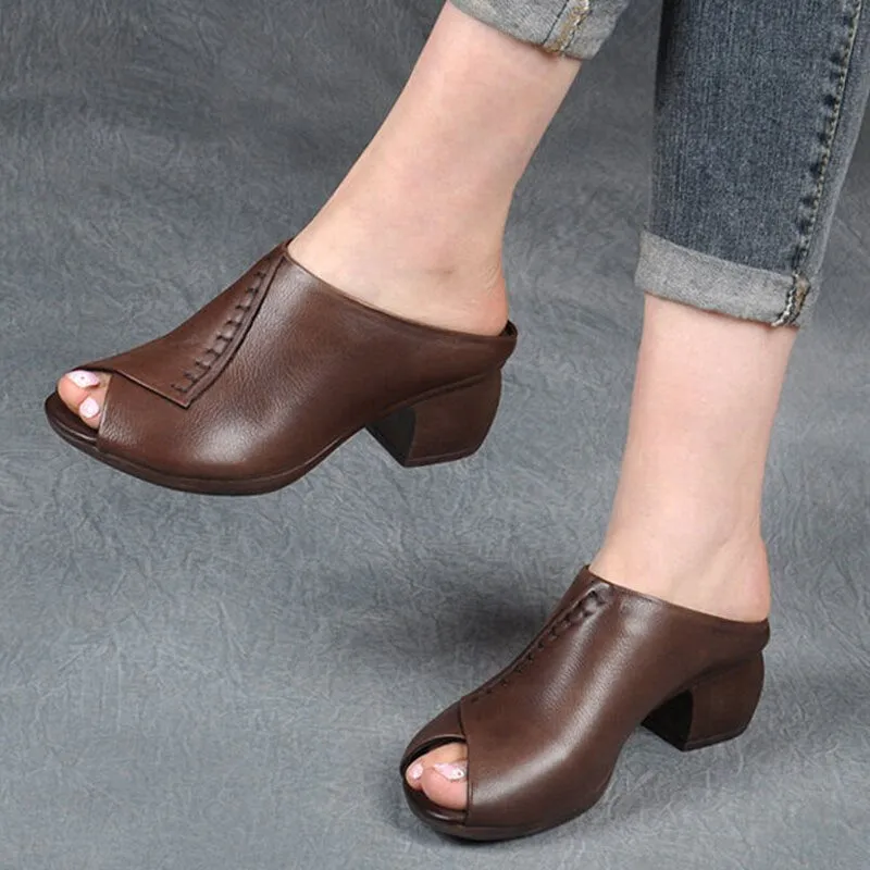 Purpdrank - Women Sandals 2023 Elegant Women Heels Sandals Medium Heel Zapatos Mujer Summer Sandals Women Mules Ladies Shoes Summer Footwear