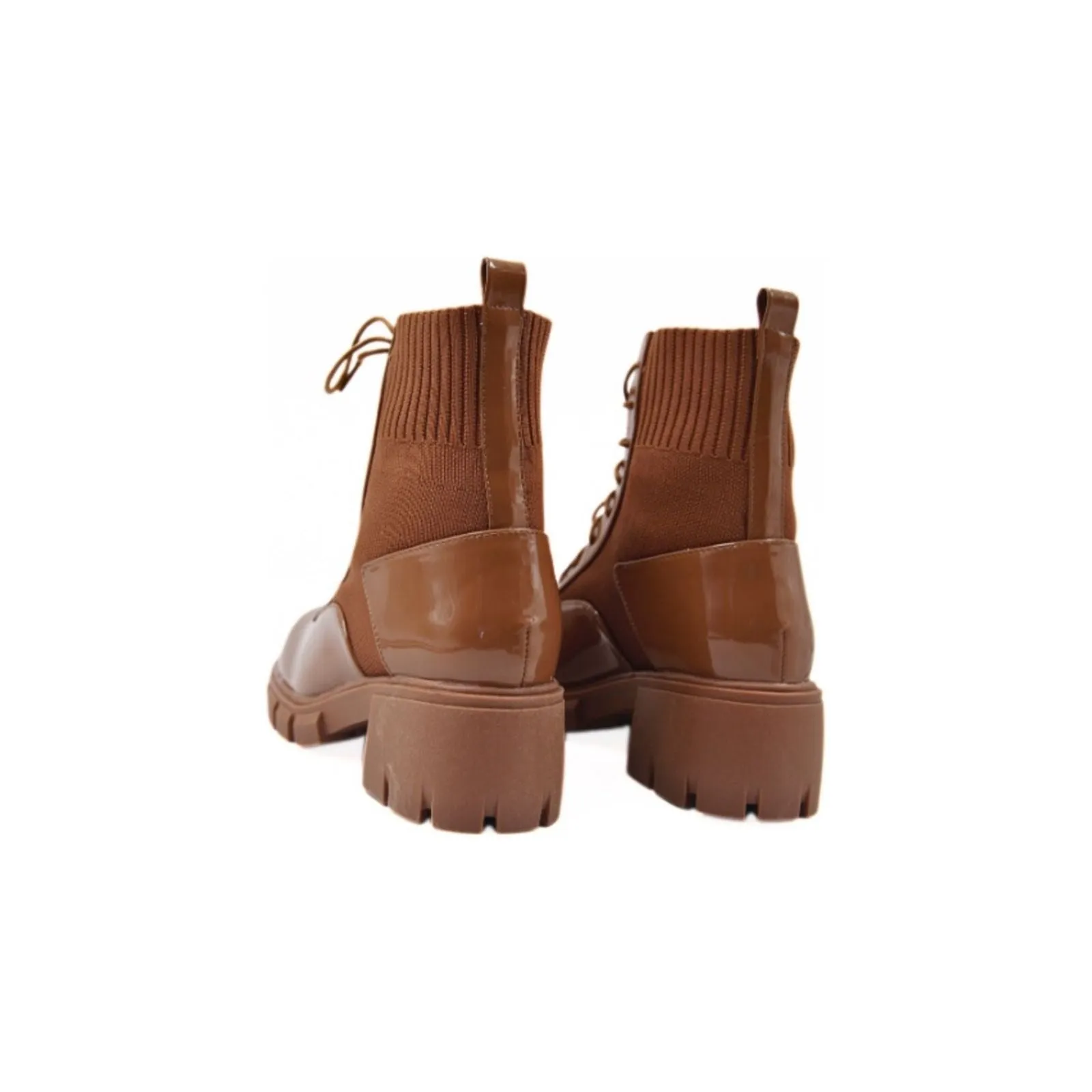 Ribbed Detailed Lace Up Combat Ankle Boots