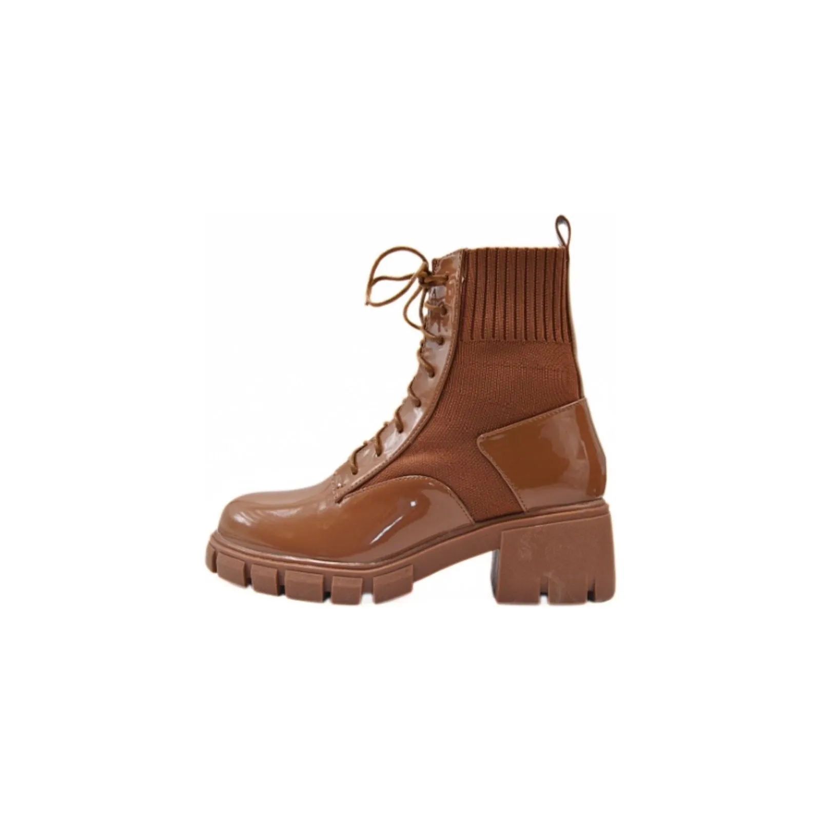 Ribbed Detailed Lace Up Combat Ankle Boots