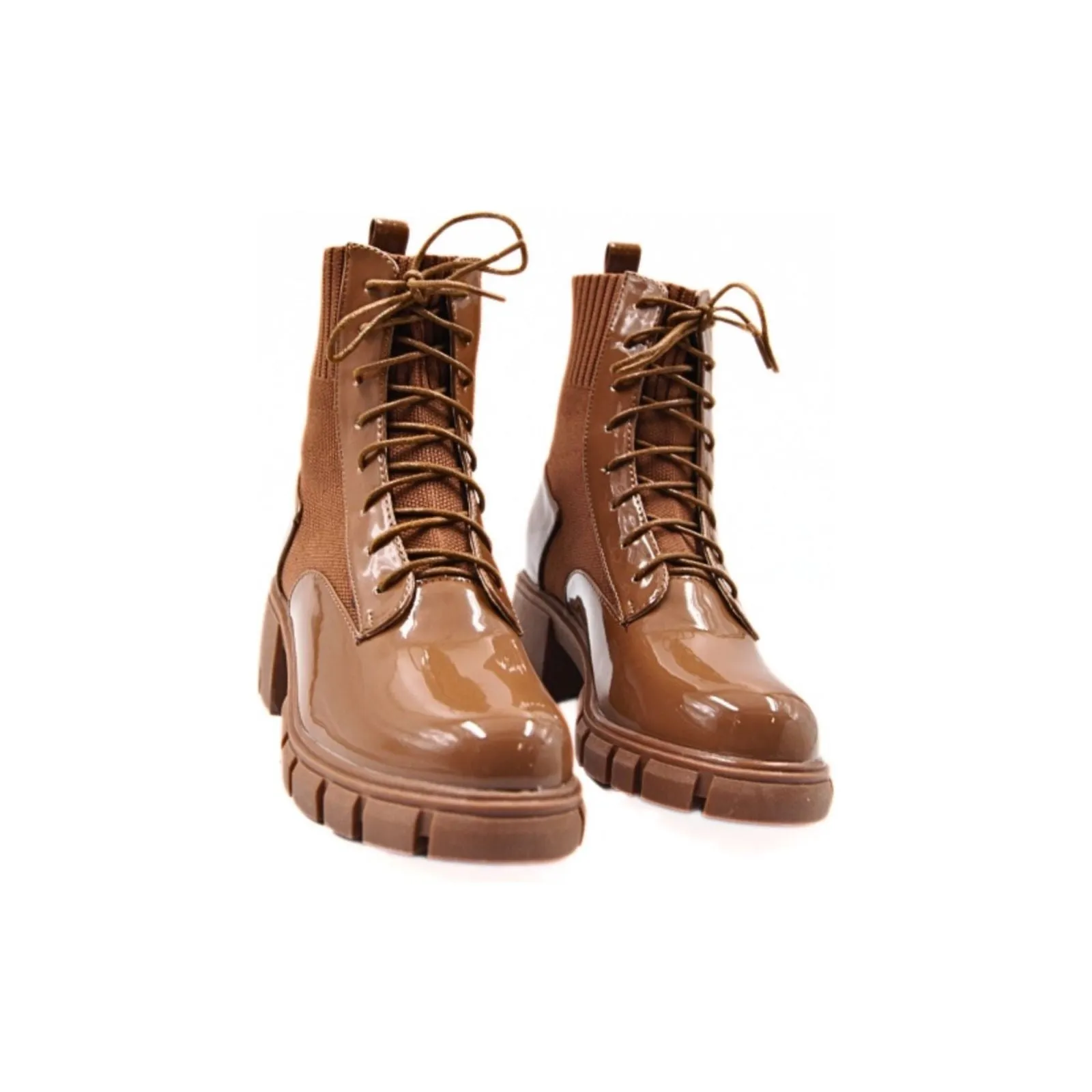 Ribbed Detailed Lace Up Combat Ankle Boots