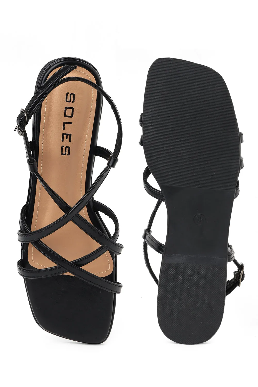 SOLES Ankle Strap Flat Sandals
