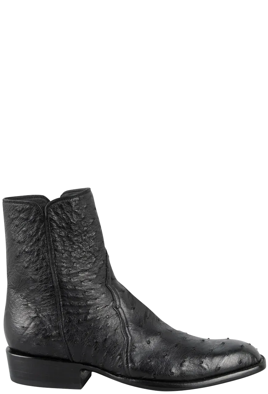 Stallion Full Quill Ostrich Zorro Ankle Boots - Black