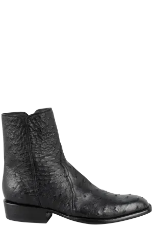 Stallion Full Quill Ostrich Zorro Ankle Boots - Black
