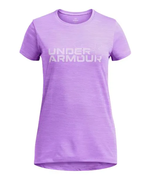 Under Armour Girls Tech Twist Wordmark Logo SS T-Shirt Lavish/Salt Purple