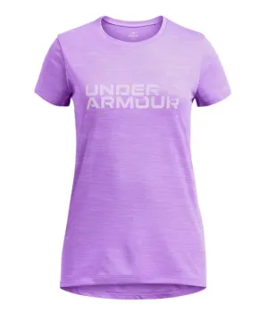 Under Armour Girls Tech Twist Wordmark Logo SS T-Shirt Lavish/Salt Purple