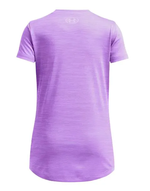 Under Armour Girls Tech Twist Wordmark Logo SS T-Shirt Lavish/Salt Purple