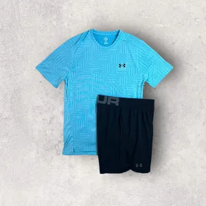 UNDER ARMOUR T-SHIRT/SHORT SET - BLUE/BLACK