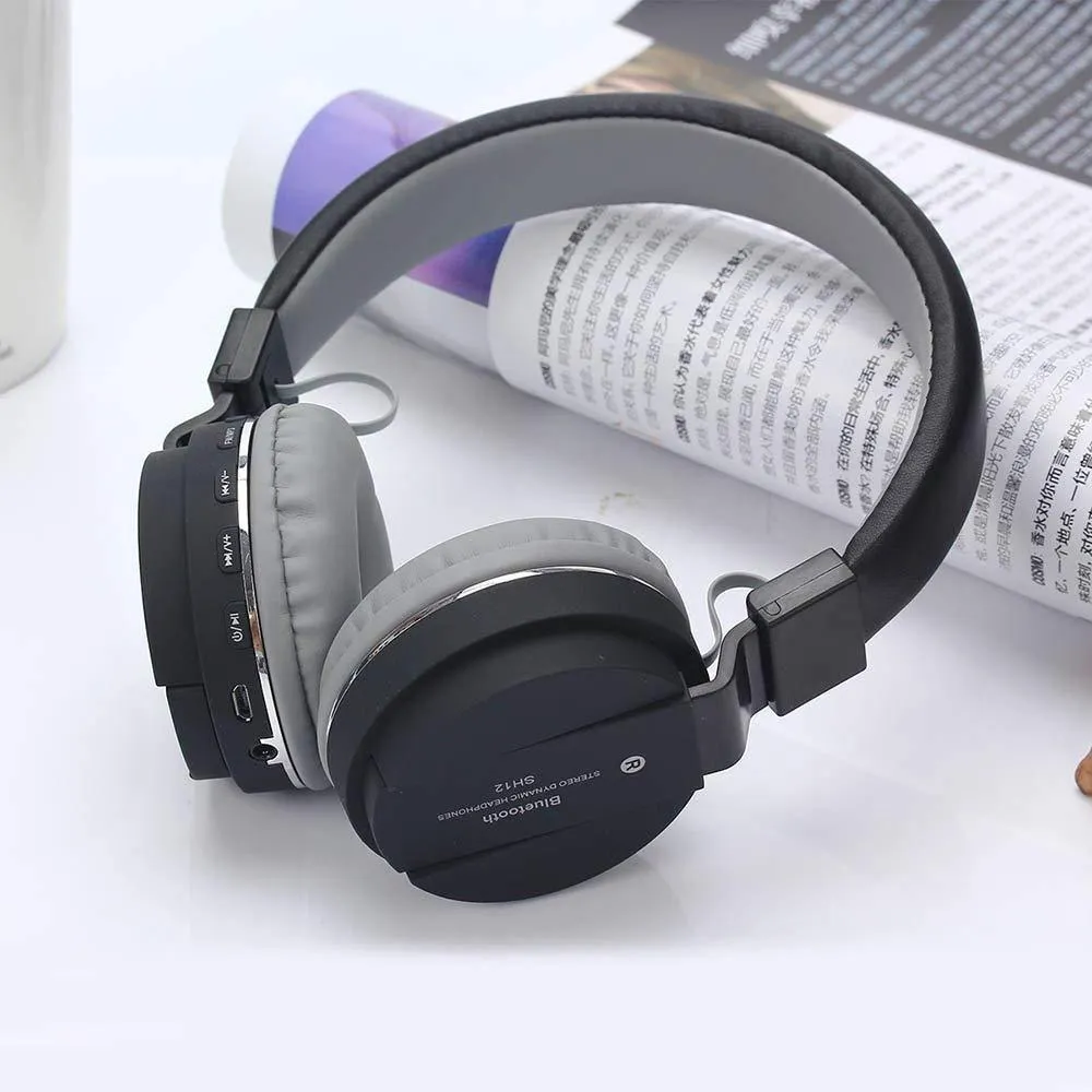 Wireless Headset SH12 Wireless Bluetooth Headphone with FM and SD Card Slot Best Quality