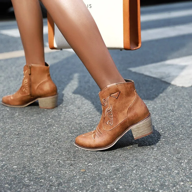 Women’s Leather Ankle Height Cowboy Boots
