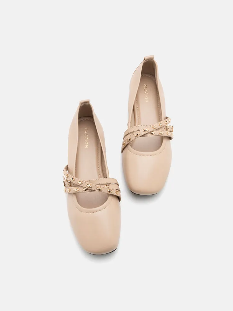 Zia Studded Buckle Flats