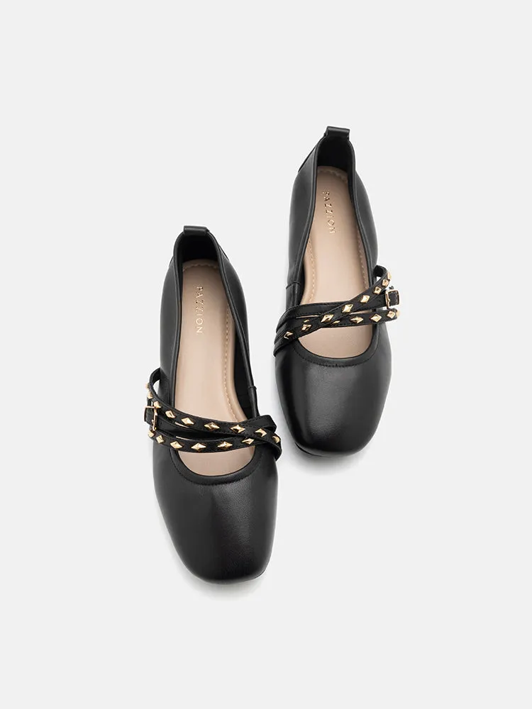 Zia Studded Buckle Flats