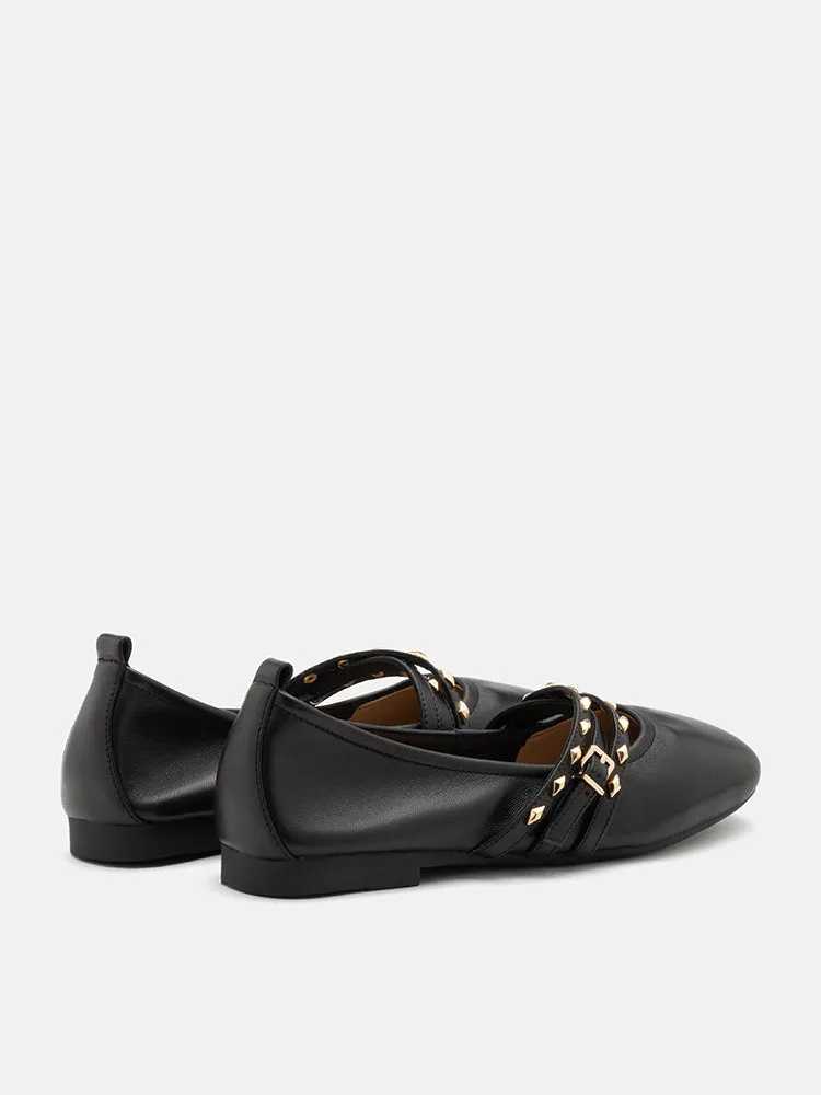 Zia Studded Buckle Flats