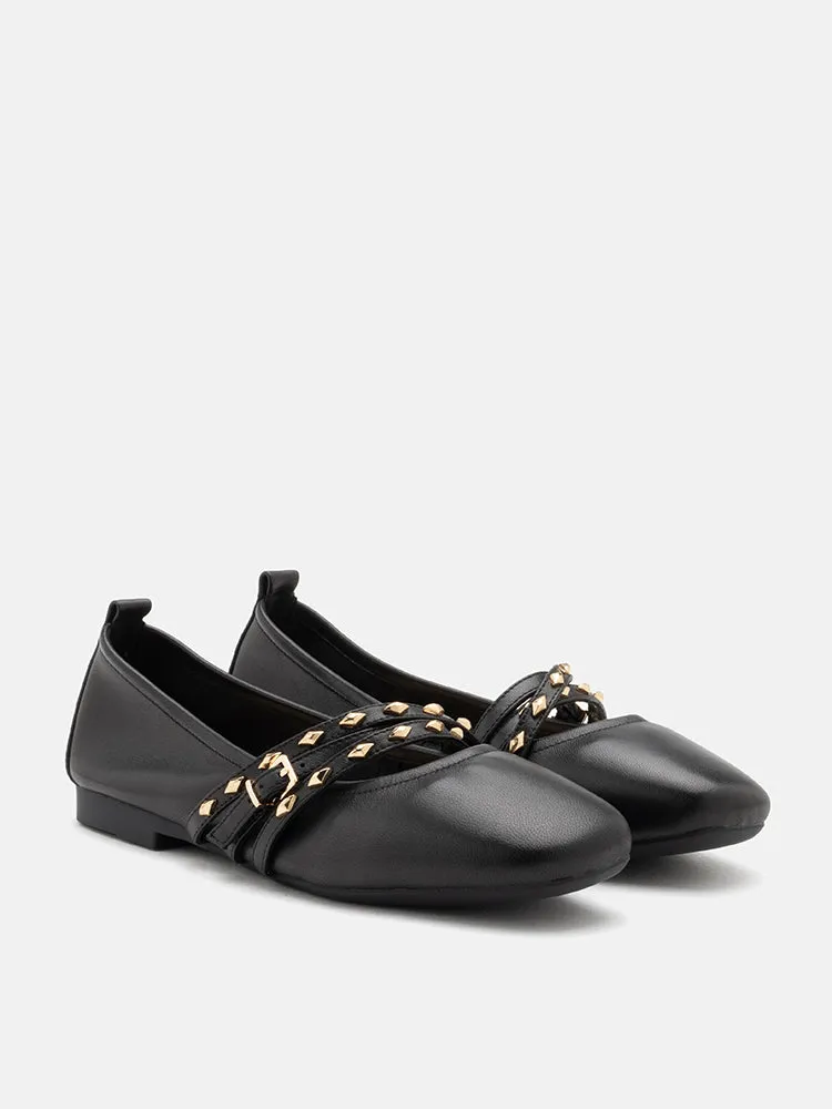 Zia Studded Buckle Flats