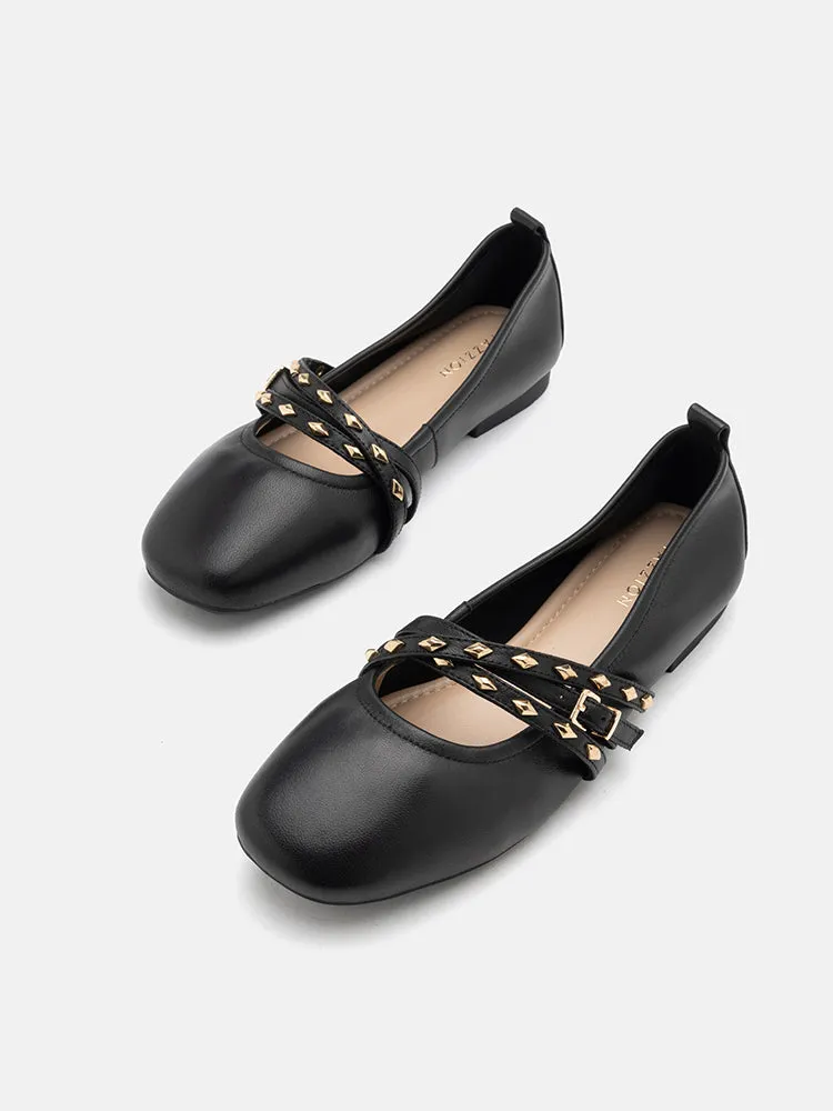 Zia Studded Buckle Flats