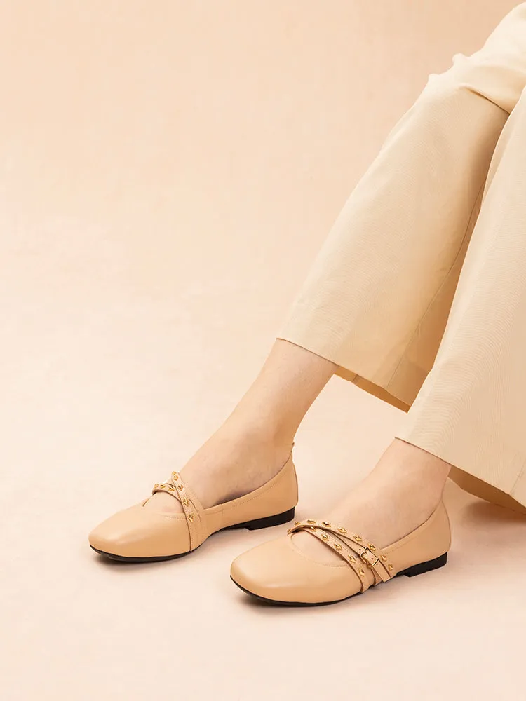 Zia Studded Buckle Flats