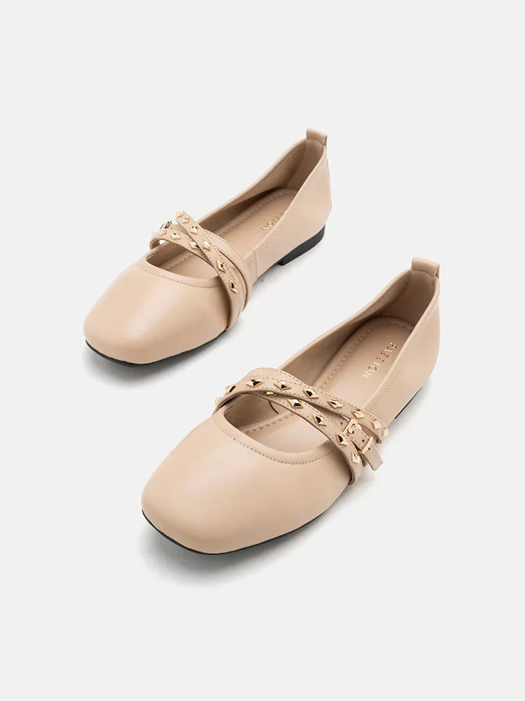Zia Studded Buckle Flats